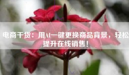 电商干货：用AI一键更换商品背景，轻松提升在线销售！