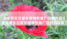 企业将在百度呈现哪些推广信息内容【企业将在百度呈现哪些推广信息内容呢】