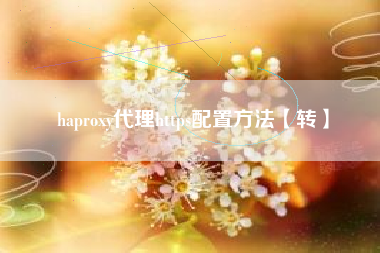 haproxy代理https配置方法【转】