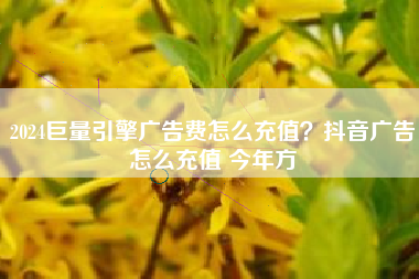 2024巨量引擎广告费怎么充值？抖音广告怎么充值 今年方
