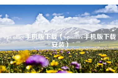wps office手机版下载（wpsoffice手机版下载安装）